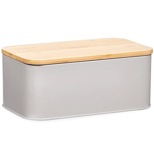 Metalowy chlebak z bambusową deską do krojenia, 2w1, ZELLER