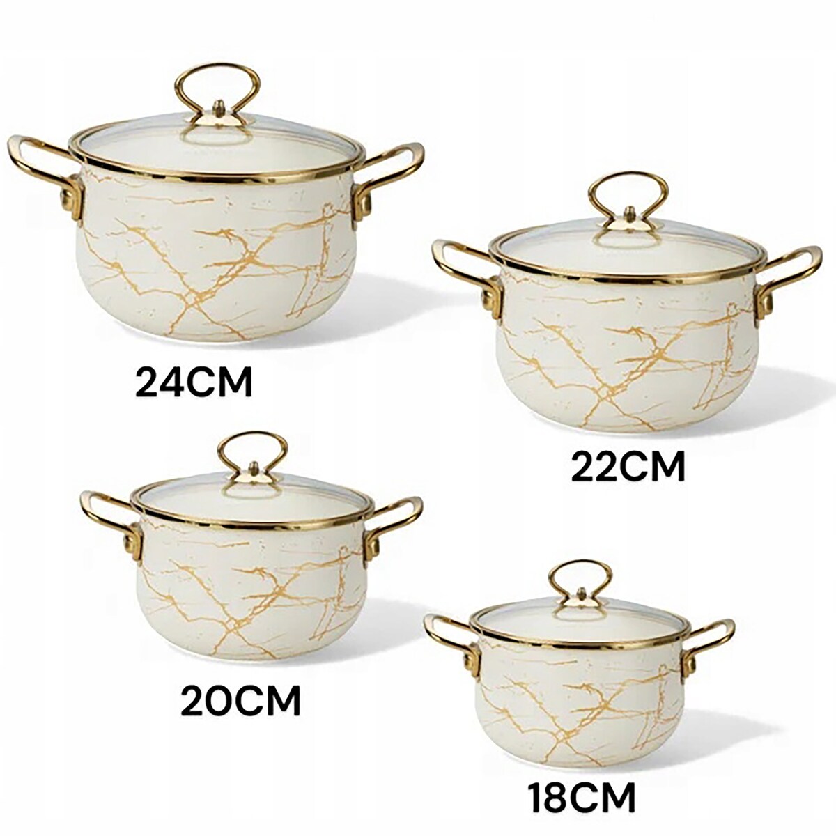 Zestaw 8 Emaliowanych Garnków - Doskonały Do Gotowania Na Gaz Indukcję