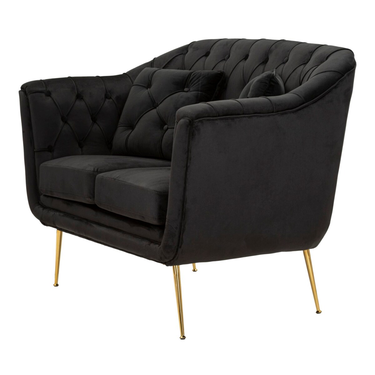 Sofa Budapest, kolor czarny, poliester, sklejka i żelazo, 130 x 83 x 91 cm, do salonu, Mauro Ferretti