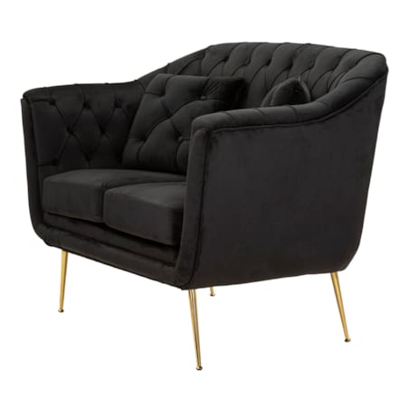 Sofa Budapest, kolor czarny, poliester, sklejka i żelazo, 130 x 83 x 91 cm, do salonu, Mauro Ferretti