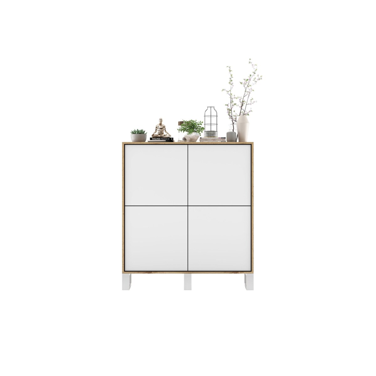 Komoda Industrialna Komoda Loft Biały MAT Dąb Wotan 113 cm