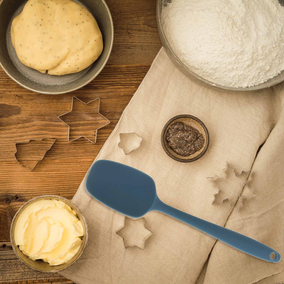 Przybory Kuchenne Silikonowe Szpatułka Łopatka Zestaw Niebieski