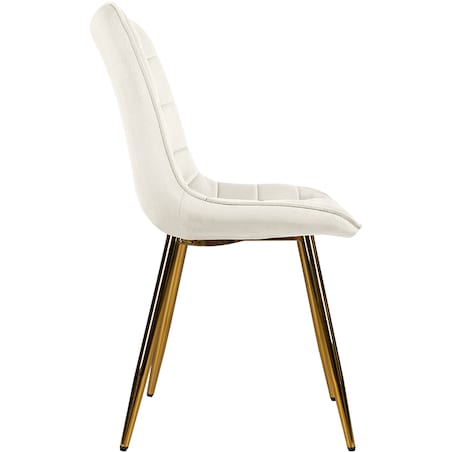 Krzesło tapicerowane welurowe beżowe pikowane glamour złote nogi