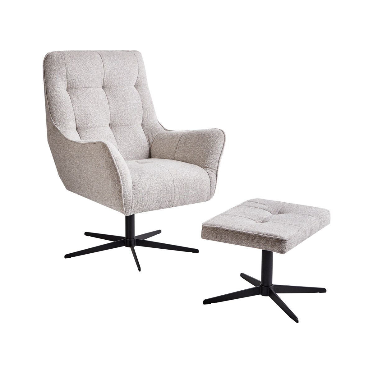 Fotel obrotowy MOLLE Z podnóżkiem Jasnobeżowy