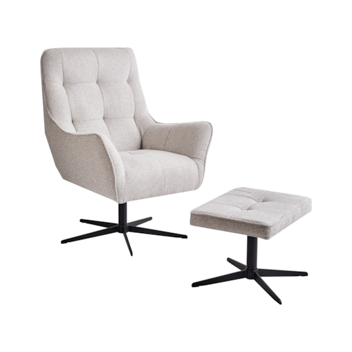 Fotel obrotowy MOLLE Z podnóżkiem Jasnobeżowy