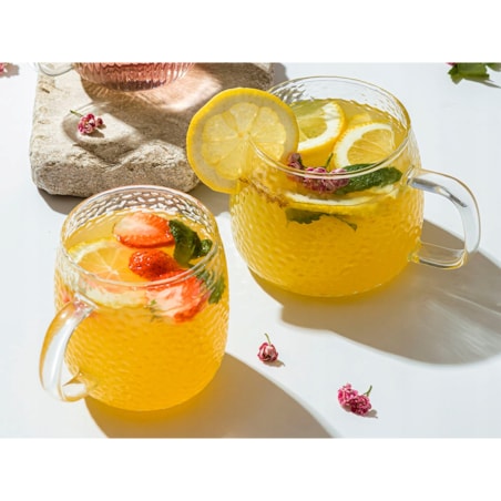 KUBEK SZKLANY SZKLANKA 2szt 380ml DEKOR na herbatę kawę napoje prezenty box