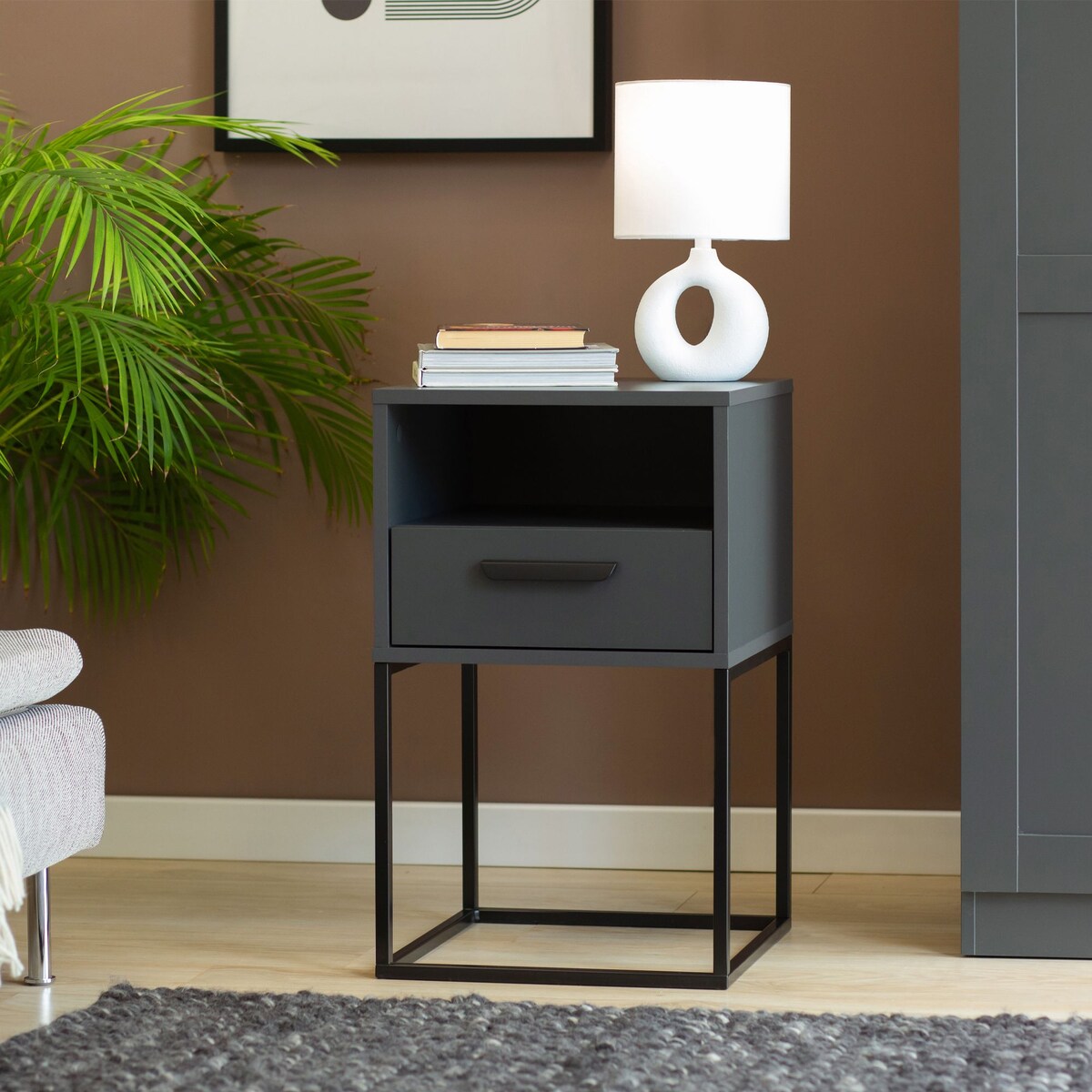 Konsimo RECTUS Zestaw stolików nocnych 2szt.w kolorze antracytowym