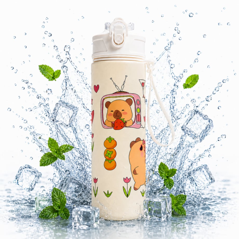 Butelka na wodę, bidon z rurką i ustnikiem 800ml KAPIBARA BD66