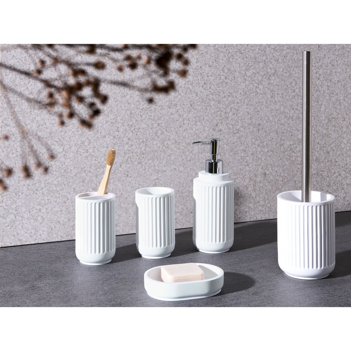 Zestaw akcesoriów łazienkowych 5 elementów HUARMEY Biały