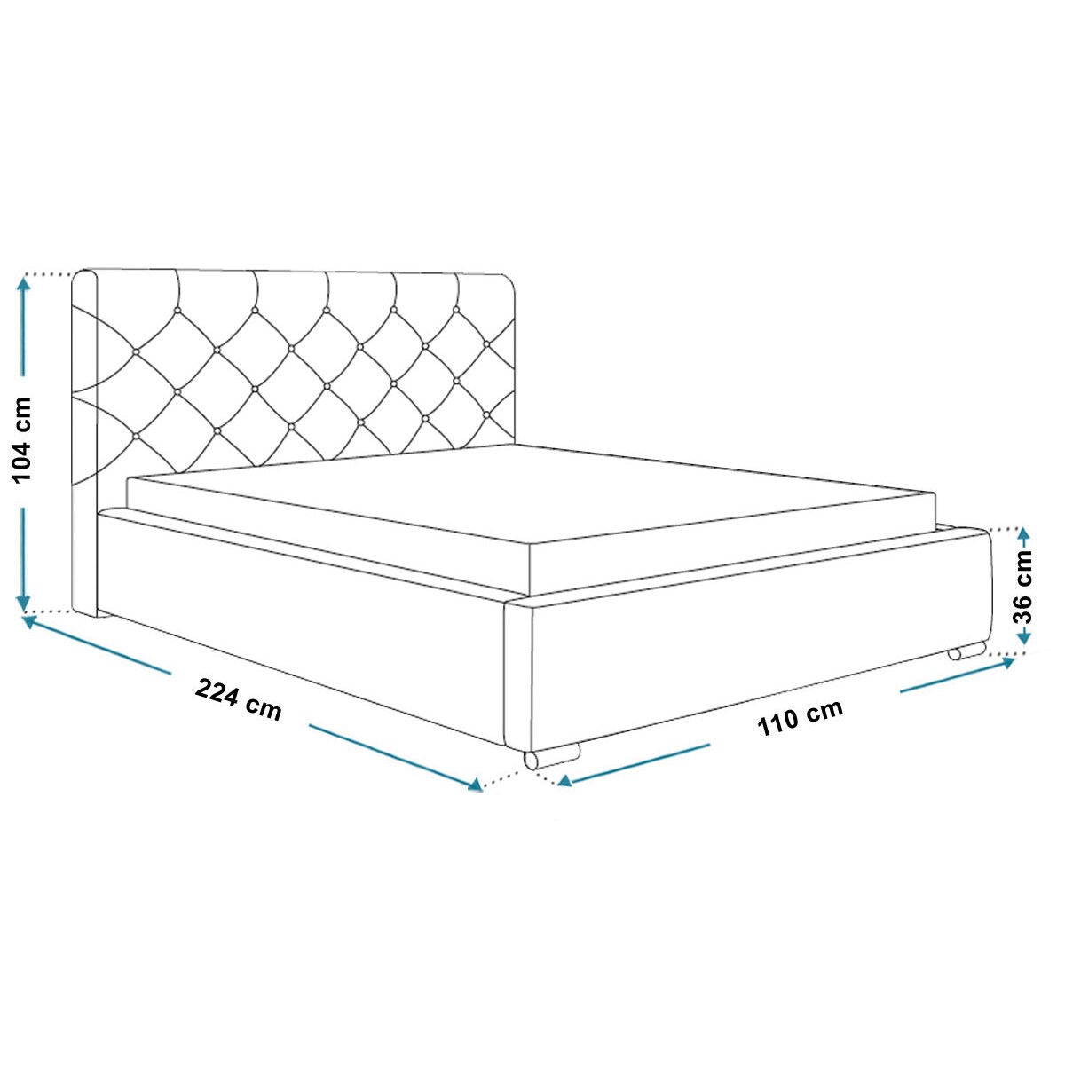 Łóżko jednoosobowe 90x200 BEN 11 - granatowe