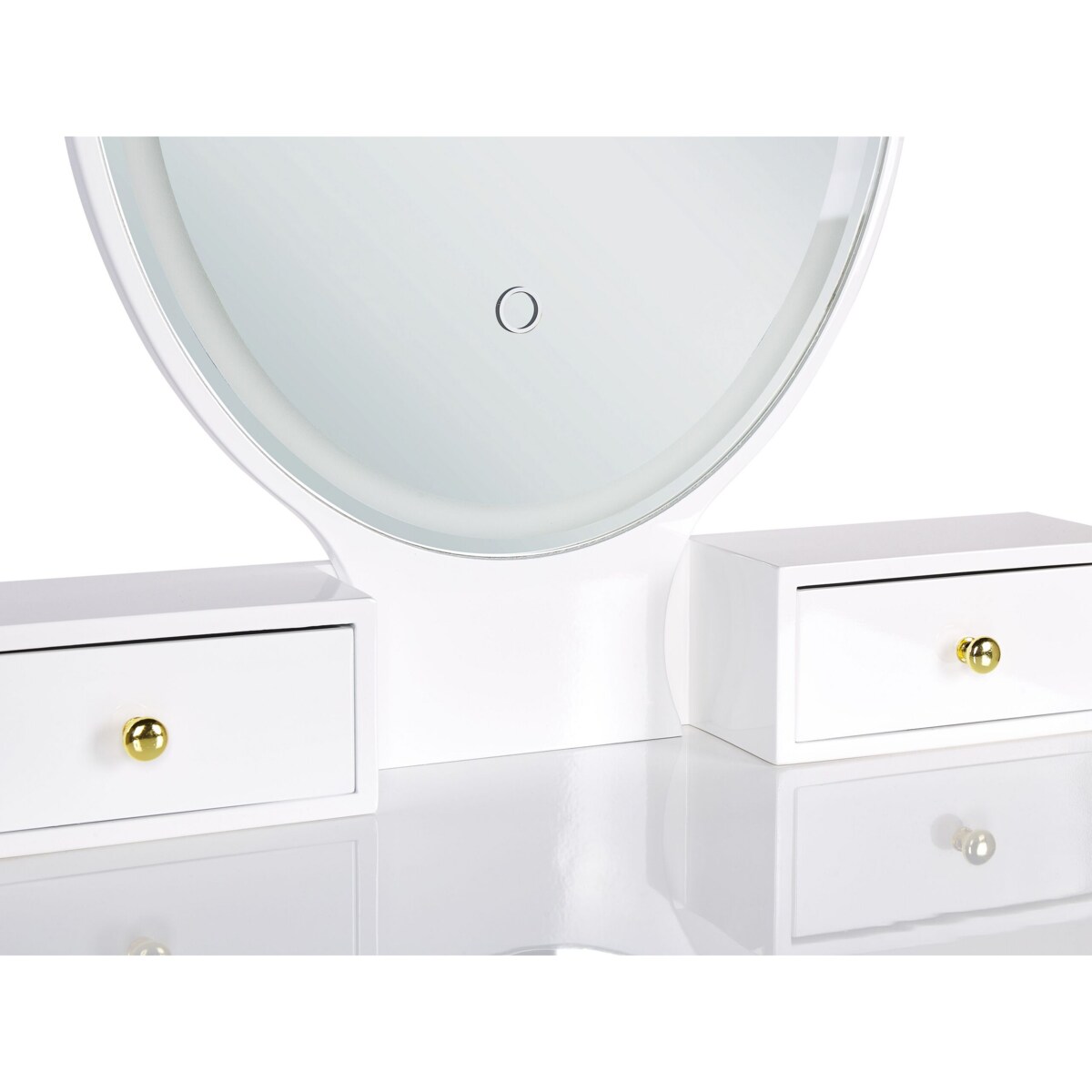 Toaletka 3 szuflady lustro LED ze stołkiem biało-złota ROSEY