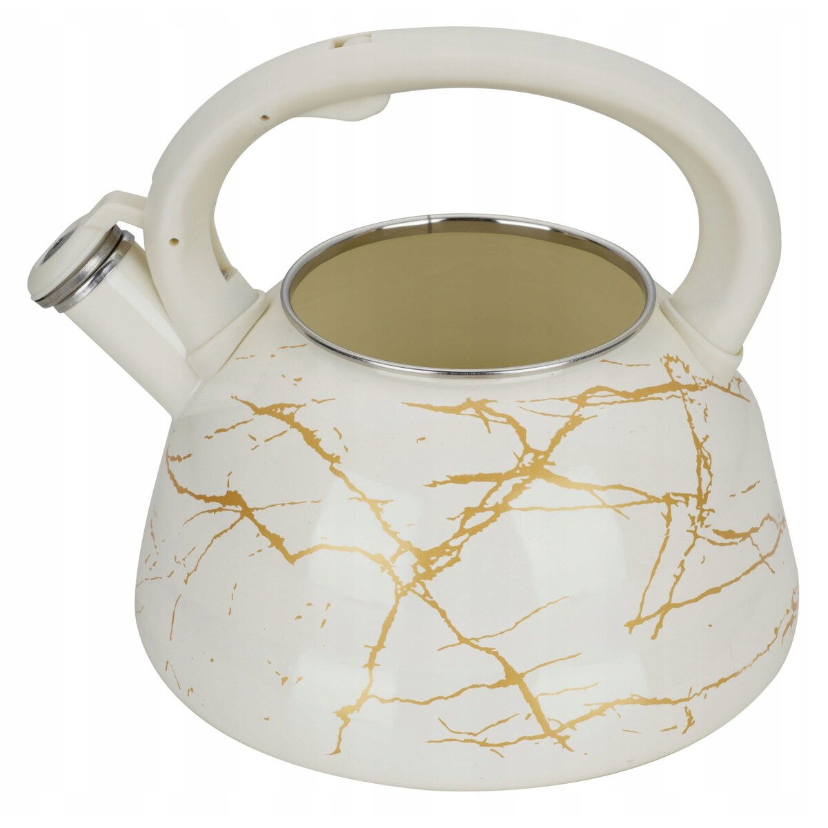 Czajnik Emaliowany Retro 2.2L Z Gwizdkiem Stal Węglowa Biały Indukcja Gaz