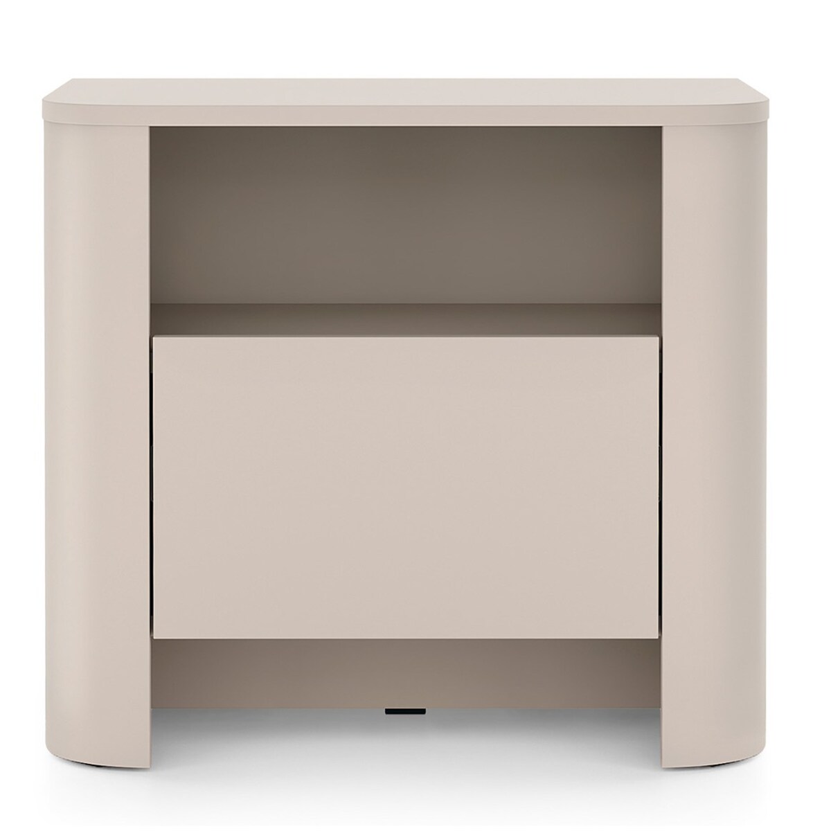 Szafka nocna BALI o zaokrąglonych kształtach w nowoczesnym stylu kaszmirowa