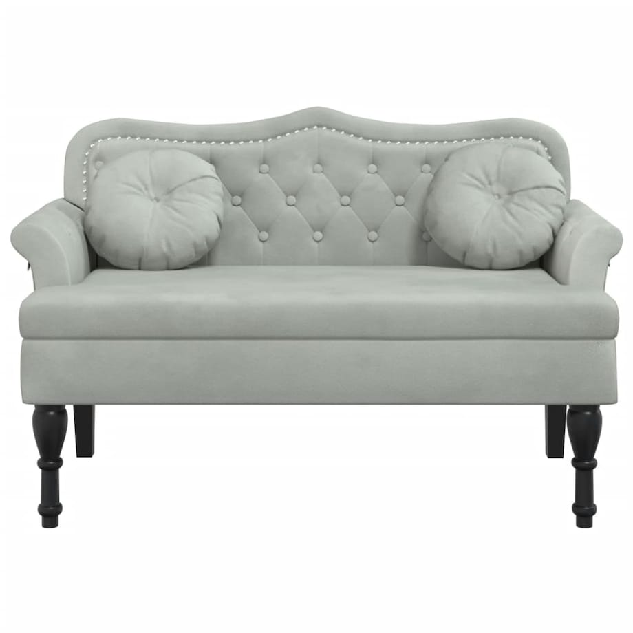 vidaXL Ławka z poduszkami Jasnoszara 120,5x65x75 cm Aksamitna