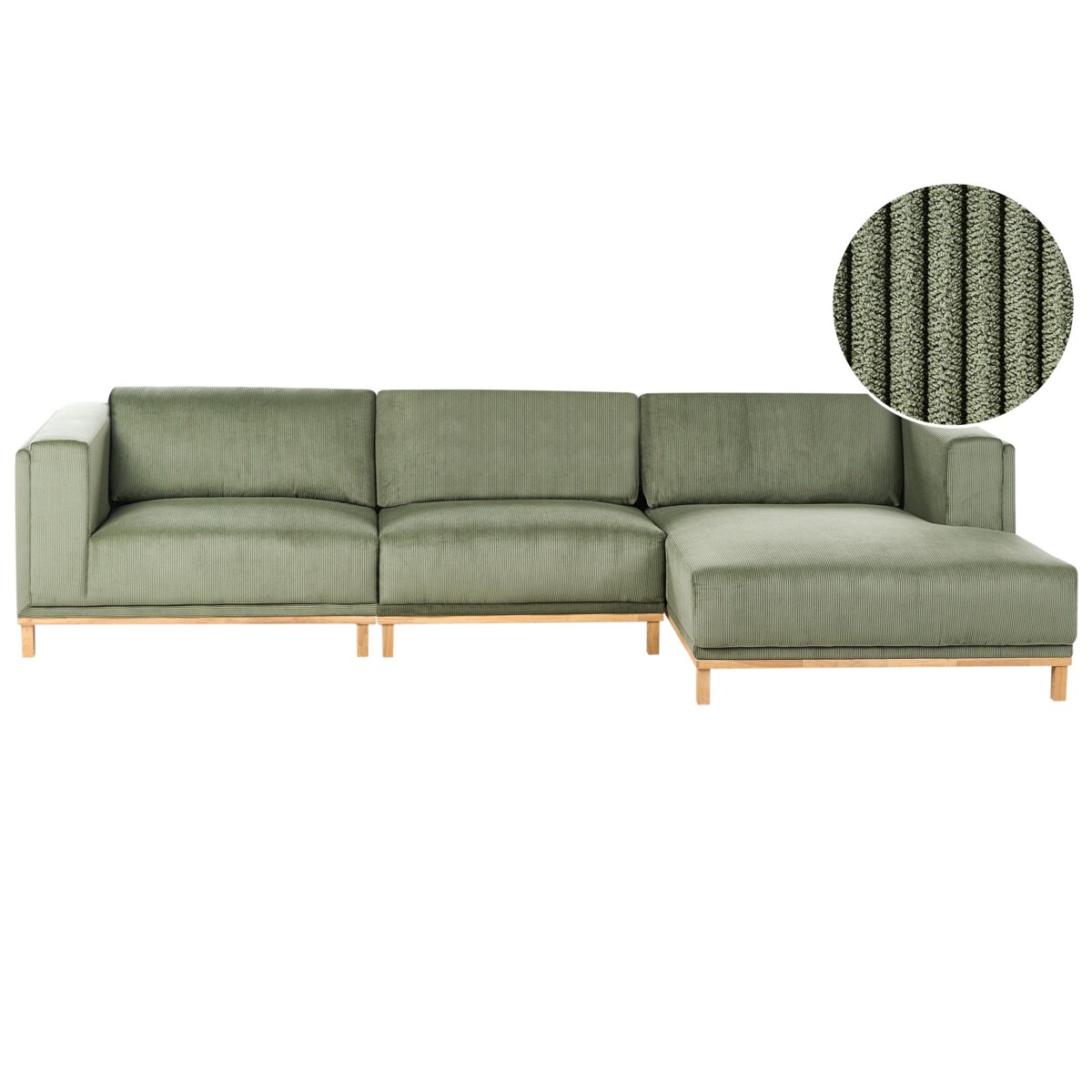 Narożnik dla 5 osób VENG Sztruks Zielony Lewostronny