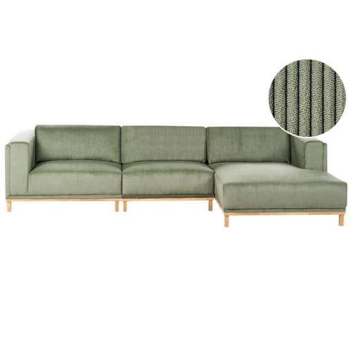 Narożnik dla 5 osób VENG Sztruks Zielony Lewostronny