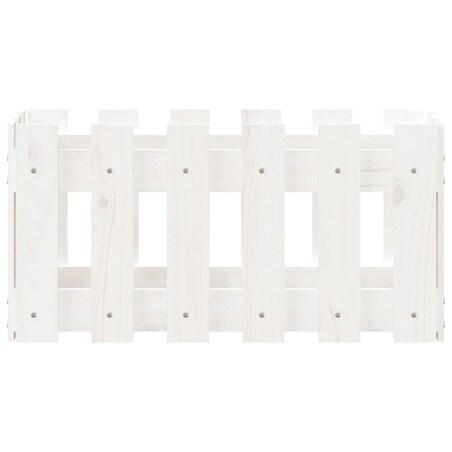 vidaXL Donica ogrodowa z płotkiem, biała, 60x30x30 cm, drewno sosnowe