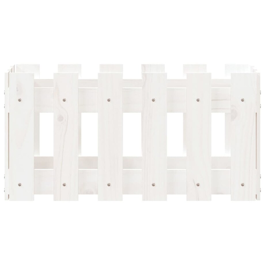 vidaXL Donica ogrodowa z płotkiem, biała, 60x30x30 cm, drewno sosnowe