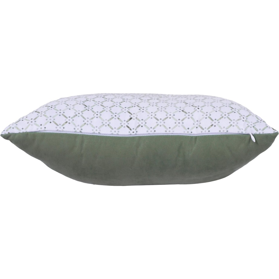 Poszewka dekoracyjna 43x43 biała, w zielony ornament, Darymex