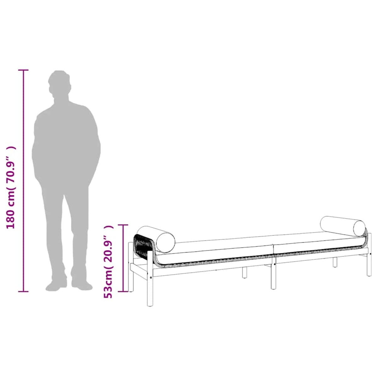 vidaXL Ławka ogrodowa z poduszką, czarna, polirattan i akacja