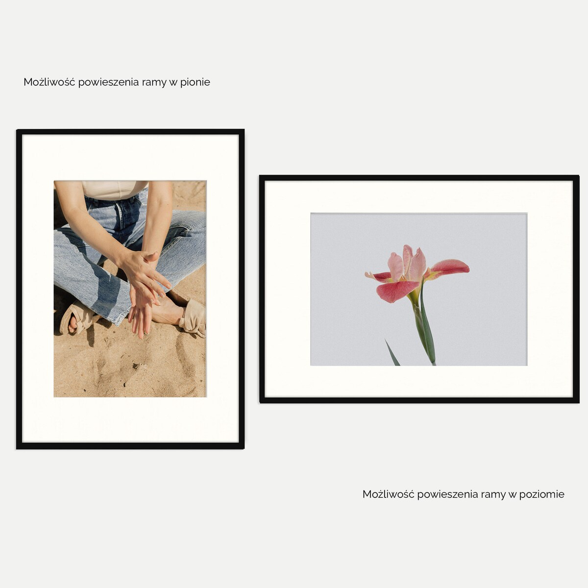 Ramka na zdjęcia 70x100 cm z passe partout czarna ramka z okienkiem passe partout na zdjęcie 50x70 cm FRAMAI®