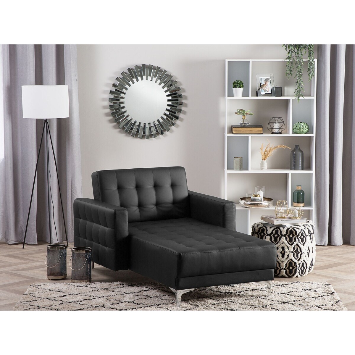 Szezlong ekoskóra czarny ABERDEEN