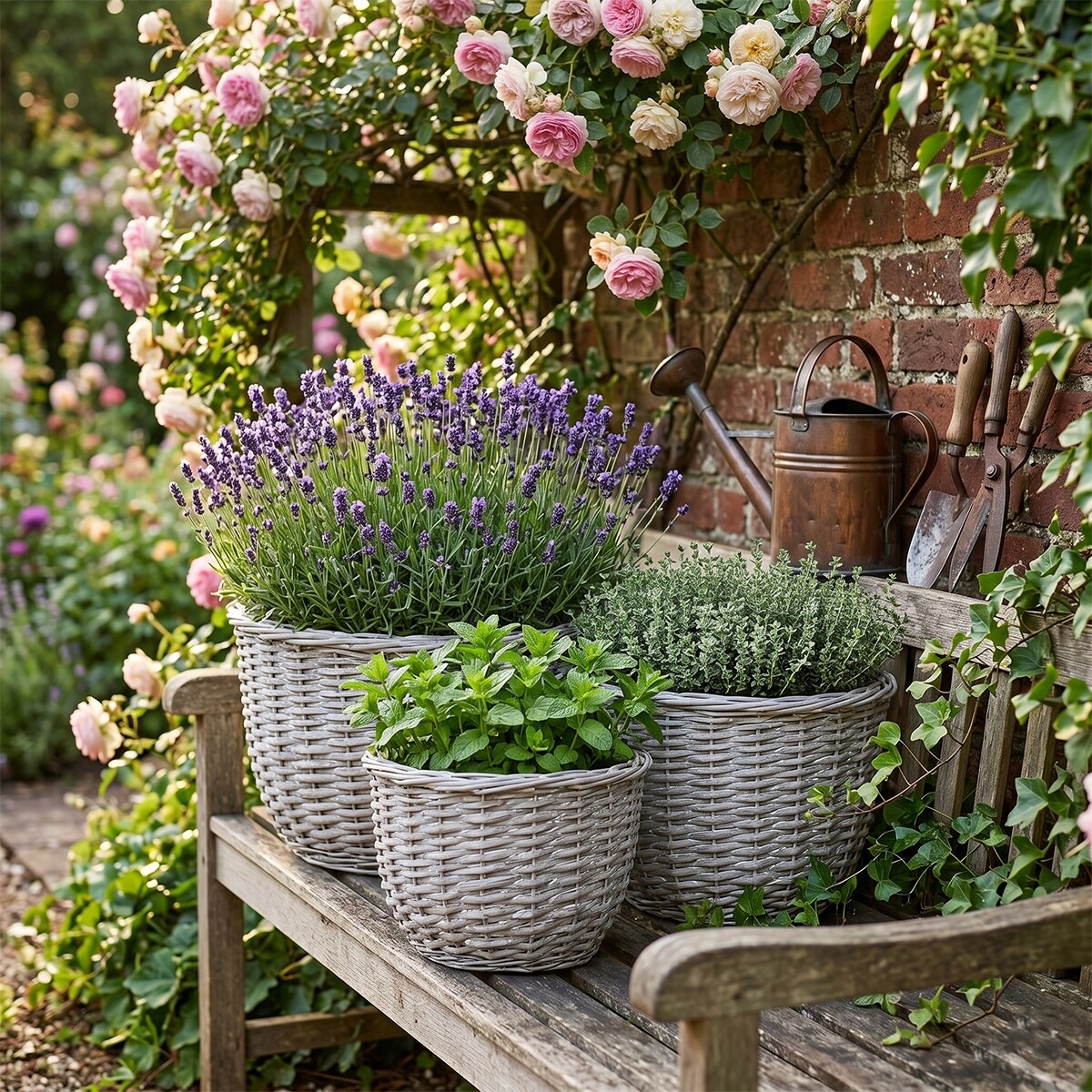 KOSZ WIKLINOWY NA KWIATY DUŻY OGRODOWY 50cm OKRĄGŁY OSŁONKA KWIETNIK 3 szt