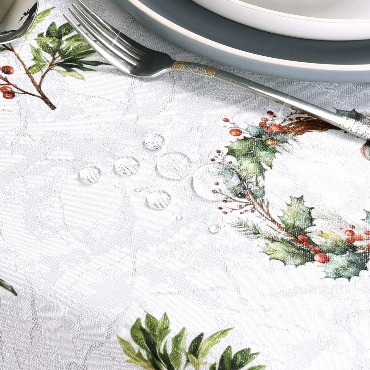 Obrus Jemioła i Wianki - 120x180 cm - wielokolorowy