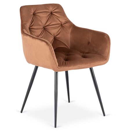 Krzesło Tapicerowane Welurowe Do Salonu Jadalni Kuchni Rudy MODESTO