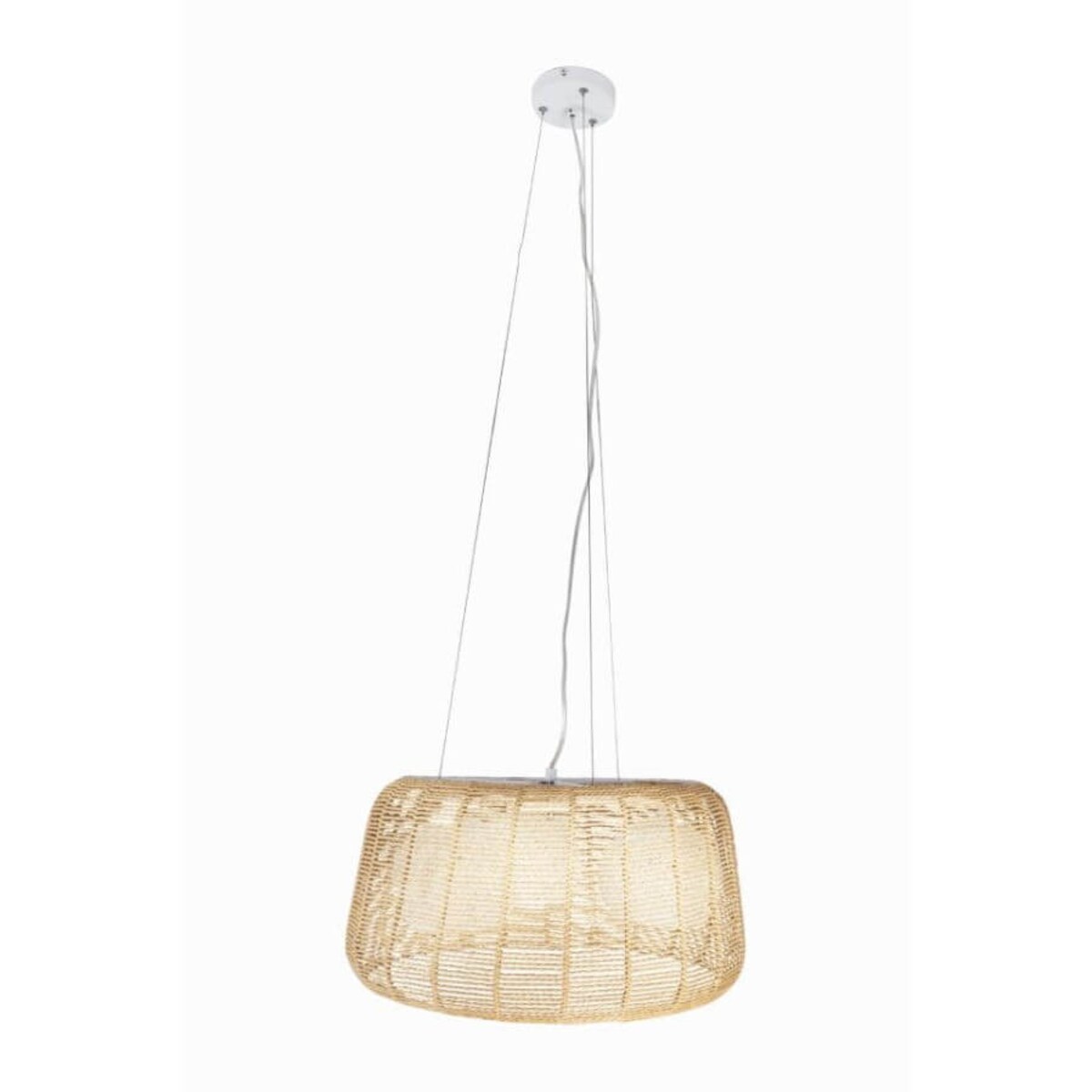 Wisząca lampa salonowa Koshi P0499 Maxlight ratan boho biały beżowy