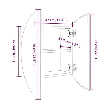 vidaXL Szafka łazienkowa z lustrem i LED, szary, 47x47x17,5 cm