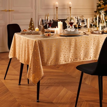 Obrus świąteczny, aksamitny, beżowy 140x360 cm