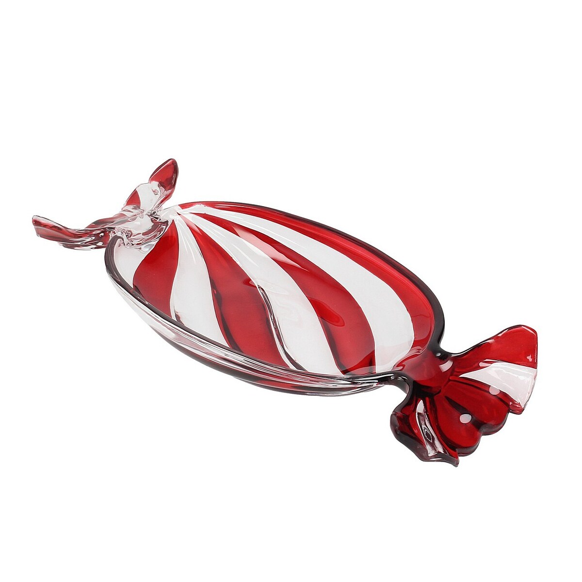 Półmisek szklany Candy 34x15x4 cm boże narodzenie, święta, świąteczne, przezroczysty-czerwony, 34x15x4 cm