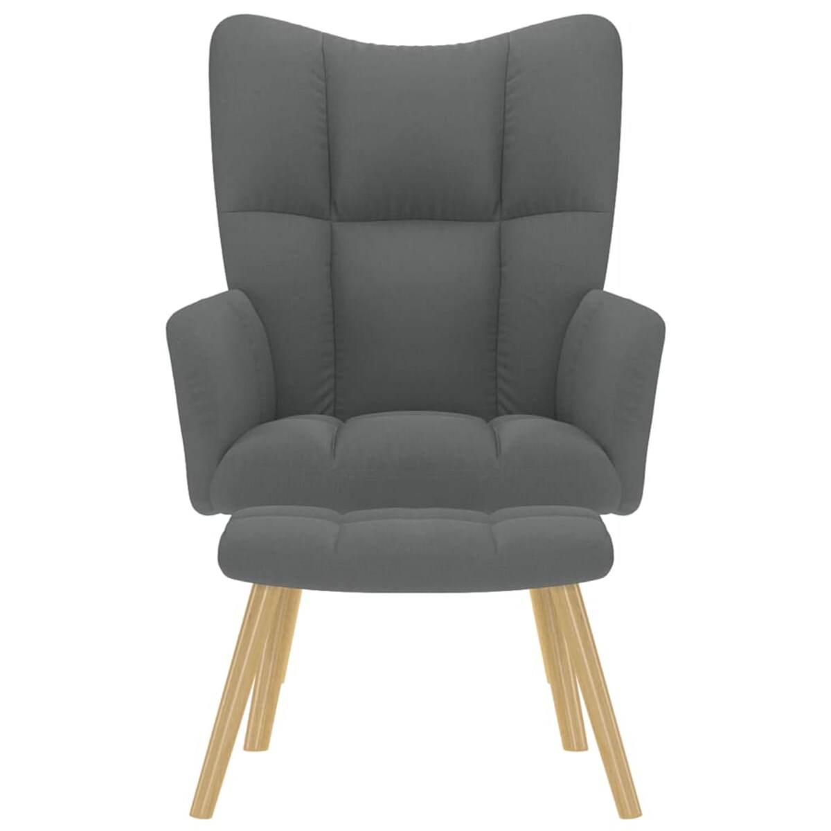 vidaXL Fotel z podnóżkiem, ciemnoszara, obity tkaniną