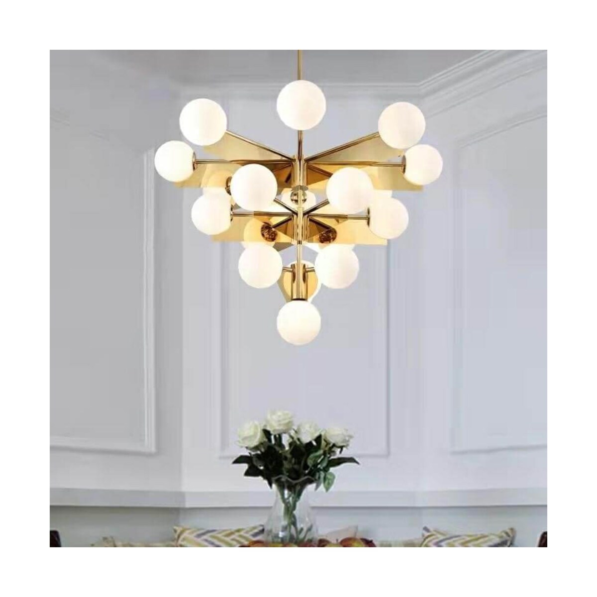 Lampa wisząca kulista Solei MSE010100141 Moosee wielopunktowa biały złota