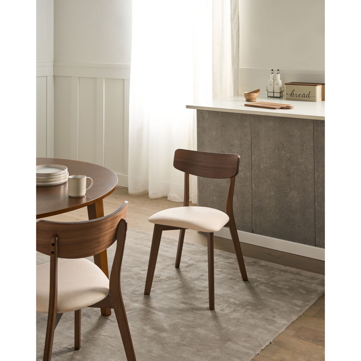 Zestaw 2 krzeseł do jadalni HOPE Drewno Złamana biel/ ciemny brąz