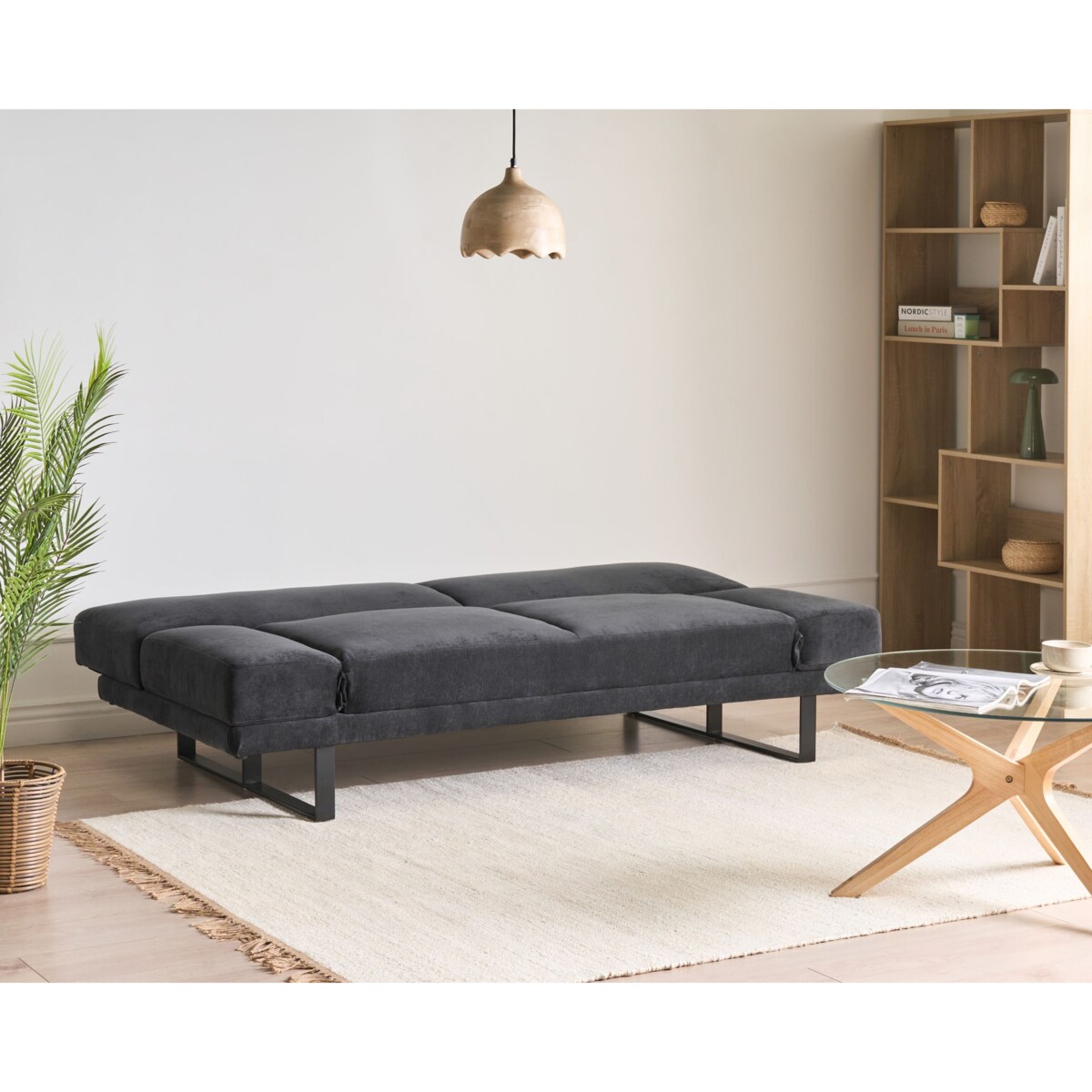 Sofa rozkładana dla 2 osób YORK Szenil Czarny