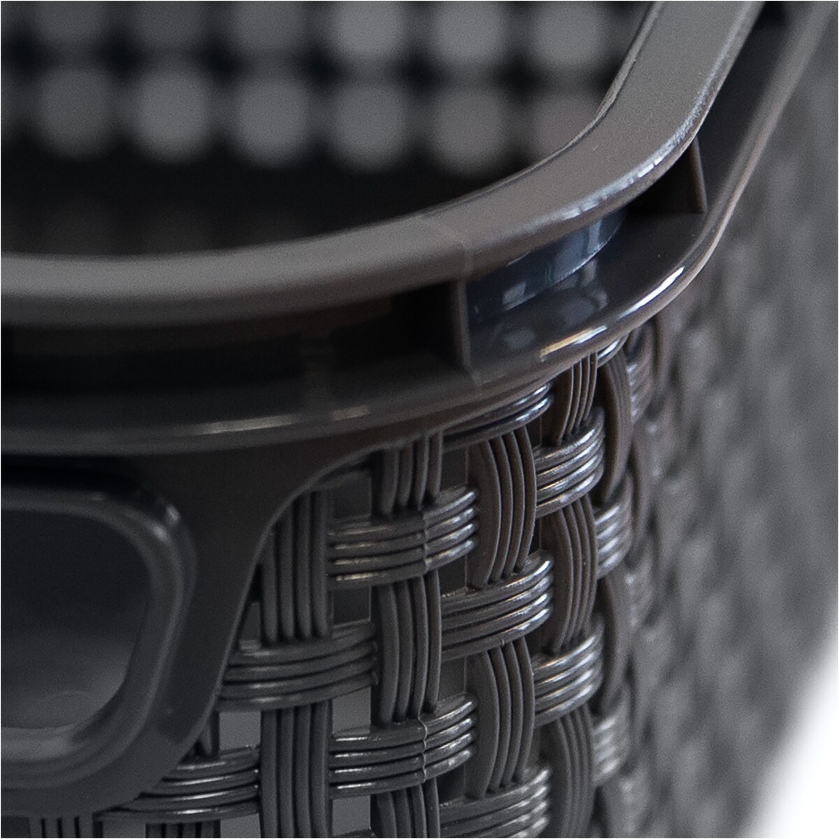 Koszyk Ratanowy Plastikowy 1 L Na Kosmetyki Do Łazienki Pudełko Pojemnik Rattanowy Antracyt