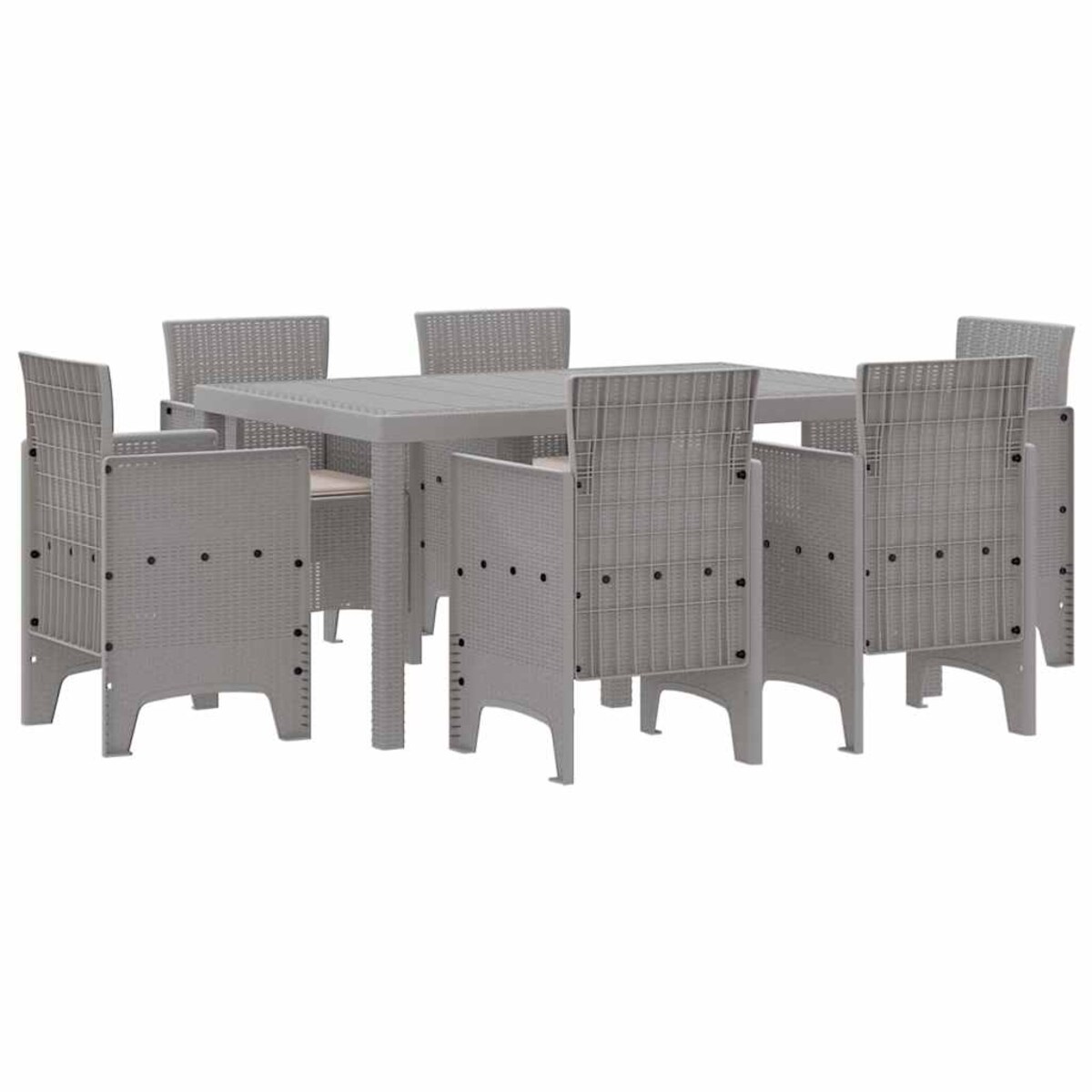 vidaXL Zestaw do jadalni w ogrodzie 7 pcs Jasnoszary Rattan Polt