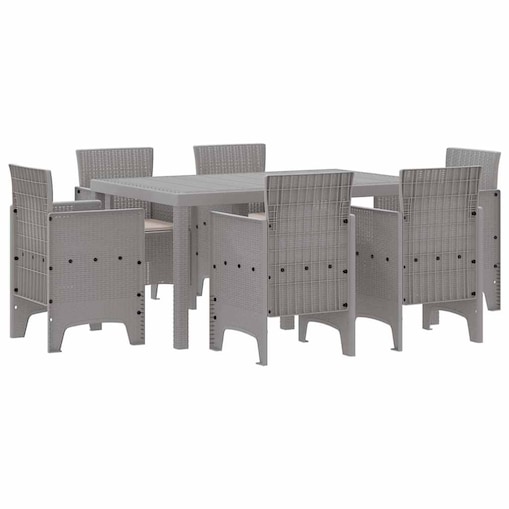 vidaXL Zestaw do jadalni w ogrodzie 7 pcs Jasnoszary Rattan Polt
