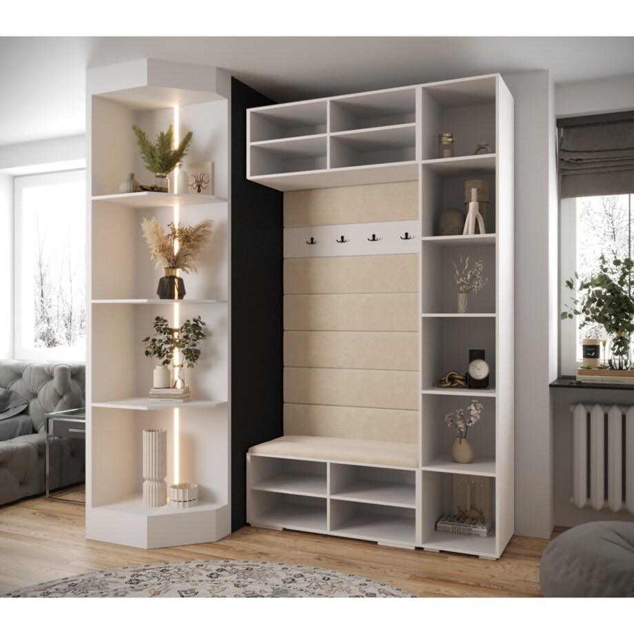 Garderoba do przedpokoju INOVA 4 Z20 biały+czarny+manila18