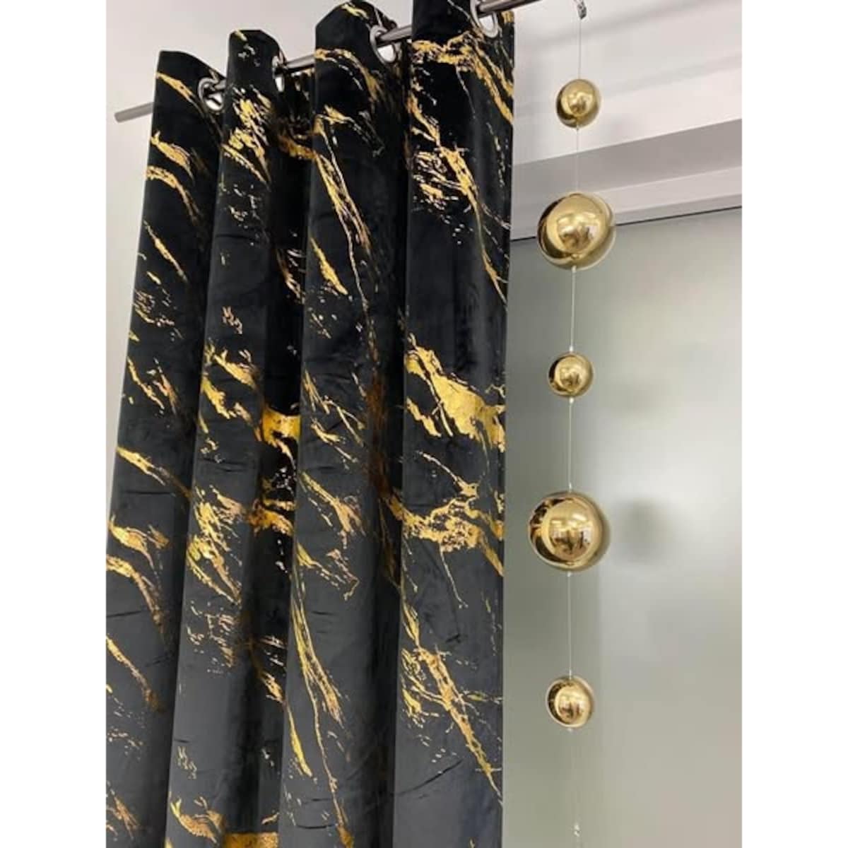 zasłona welurowa "marmur" 140x250 cm czarny