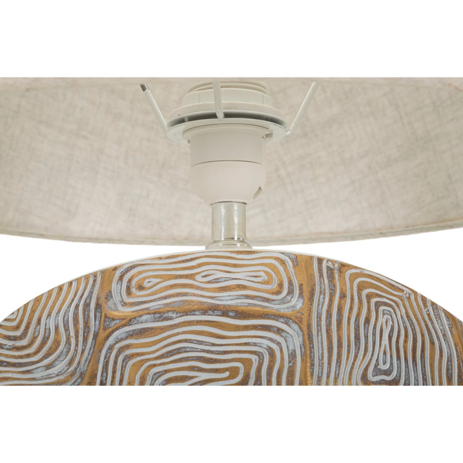 Lampa stołowa Eclips, kolor złoty i biały, żywica syntetyczna i żelazo, 38 x 38 x 64 cm, 1 x E27, max. 40 W, do salonu i sypialni, Mauro Ferretti