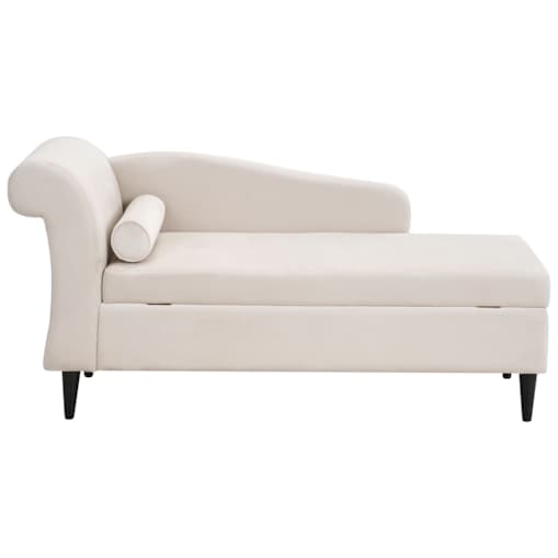 Szezlong lewostronny LUIRO Welur Beżowy ze schowkiem