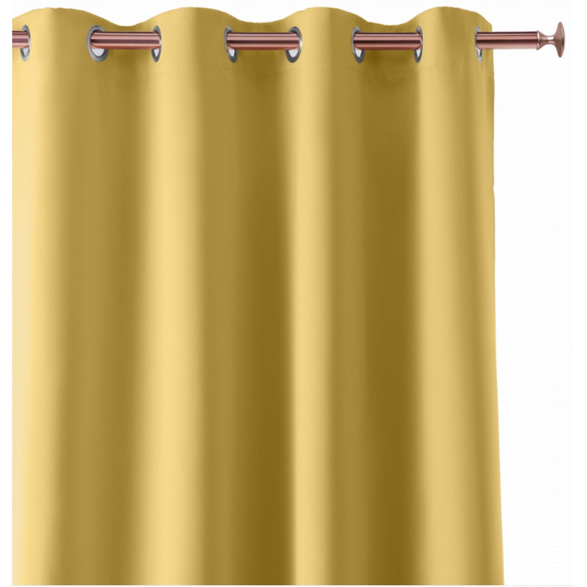 Zasłona musztardowa 140 x 250 Przelotki Kółka do Salonu Sypialni Dekoracyjna