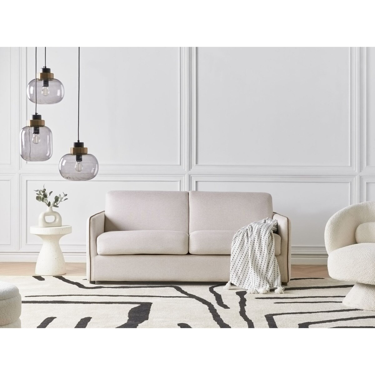 Sofa rozkładana ISHOJ Jasnobeżowy Tkanina