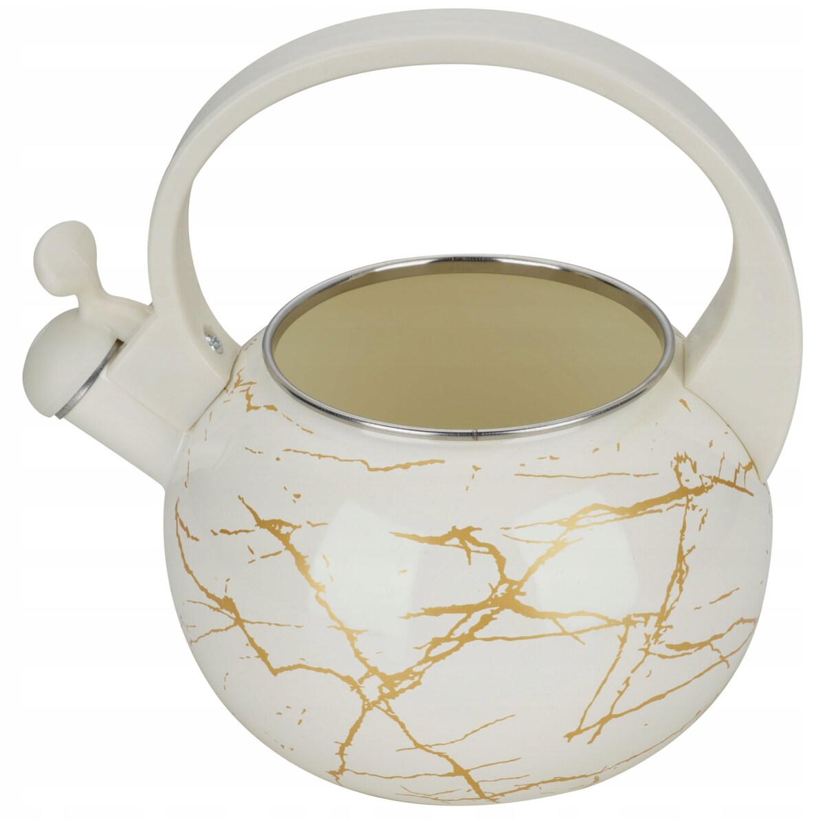 Czajnik Emaliowany Retro 2.2L Z Gwizdkiem Stal Węglowa Biały Indukcja Gaz