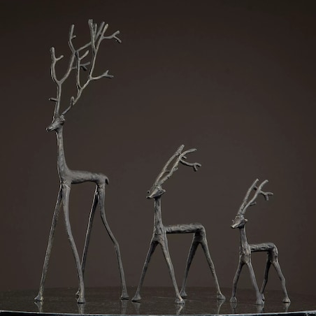 FIGURKA RENIFER 37cm dekoracyjna metalowa czarna loft jeleń ozdoba prezent