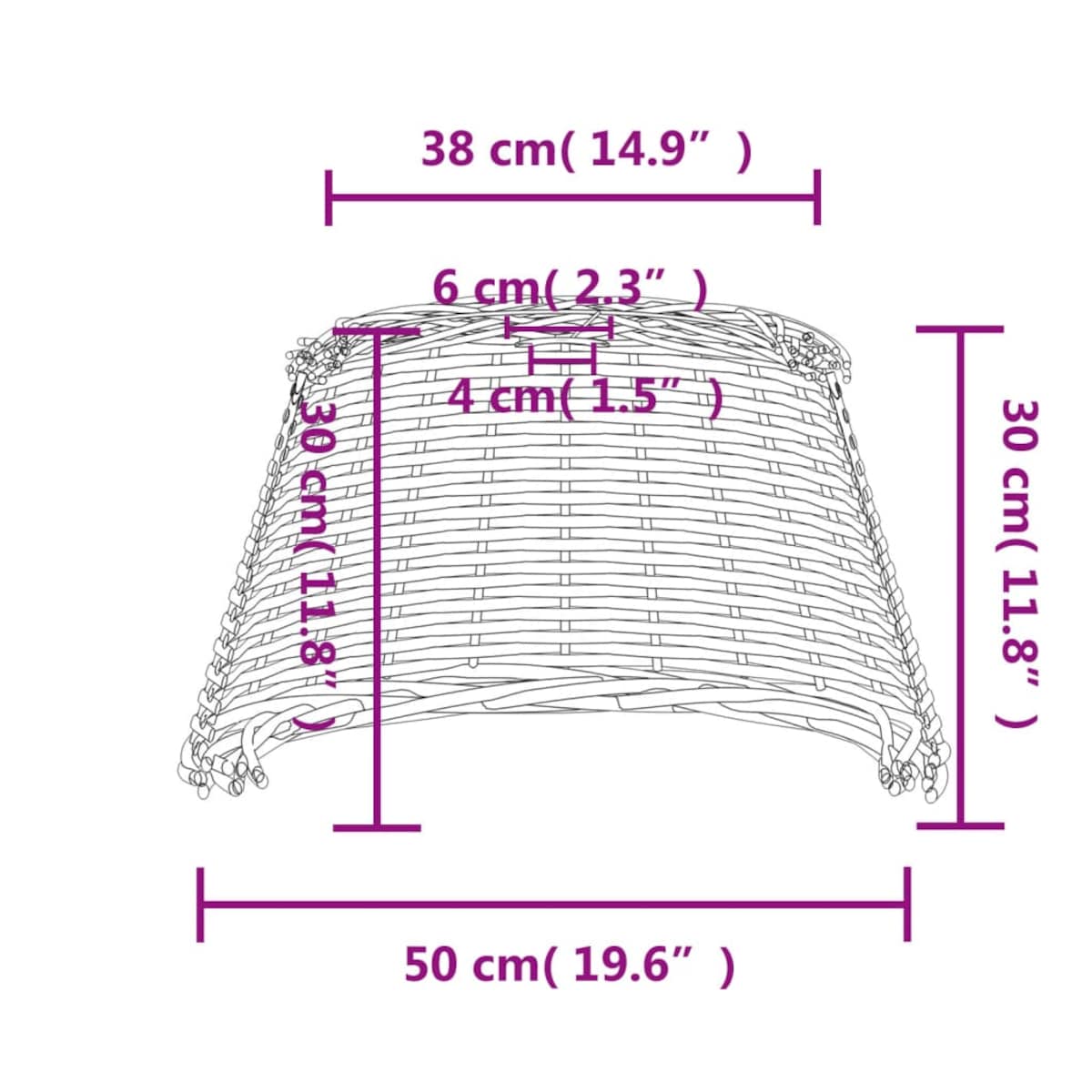 vidaXL Klosz lampy wiszącej, brązowy, Ø50x30 cm, wiklina