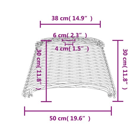 vidaXL Klosz lampy wiszącej, brązowy, Ø50x30 cm, wiklina
